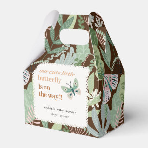 Desert Brown Retro Butterfly Garden Baby Shower Favour Box