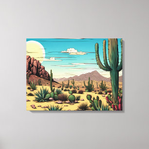 Desert Butte Mesa Graphic Art Landscape Canvas Print