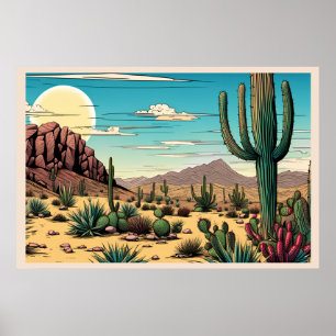 Desert Butte Mesa Graphic Art Landscape Poster