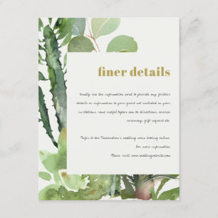 DESERT CACTI FOLIAGE WATERCOLOR WEDDING DETAILS ENCLOSURE CARD