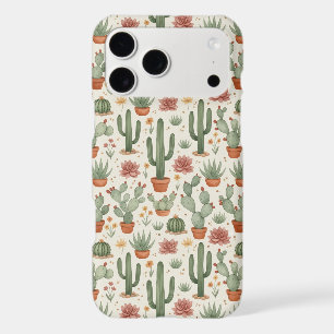 Desert Cacti Succulent Seamless Pattern