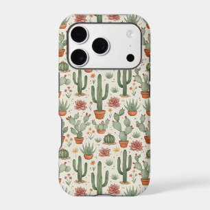 Desert Cacti Succulent Seamless Pattern