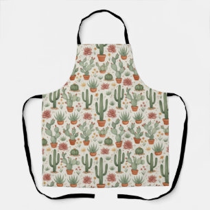 Desert Cacti Succulent Seamless Pattern Apron