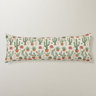 Desert Cacti Succulent Seamless Pattern Body Cushion