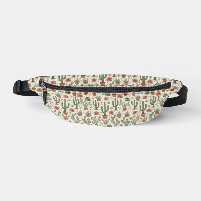 Desert Cacti Succulent Seamless Pattern Bum Bags (Front)
