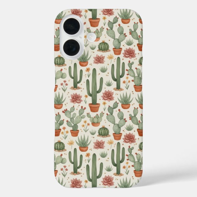 Desert Cacti Succulent Seamless Pattern Case-Mate iPhone Case (Back)