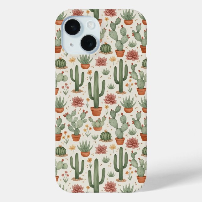 Desert Cacti Succulent Seamless Pattern Case-Mate iPhone Case (Back)