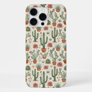 Desert Cacti Succulent Seamless Pattern iPhone 16 Pro Max Case
