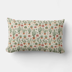 Desert Cacti Succulent Seamless Pattern Lumbar Cushion