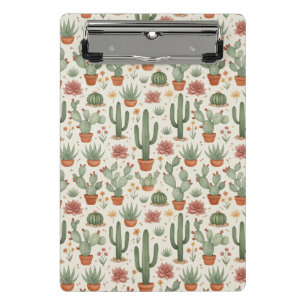 Desert Cacti Succulent Seamless Pattern Mini Clipboard