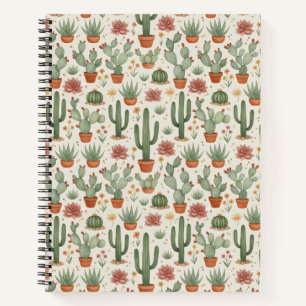 Desert Cacti Succulent Seamless Pattern Notebook