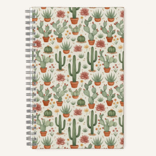 Desert Cacti Succulent Seamless Pattern Notebook