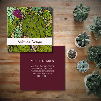 Desert Cactus Abstract Succulent Interior Designer Square Business Card