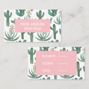 Desert Cactus and Succulents Watercolor Design Business Card