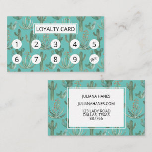 Desert Cactus and Succulents Watercolor Pattern 10 Loyalty Card