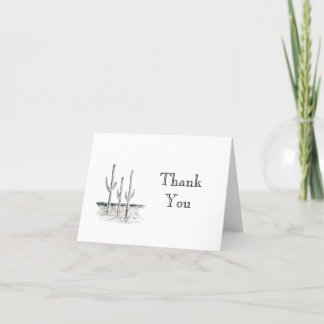 Desert Cactus Black White Simple Thank You Card