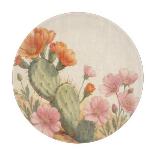 Desert Cactus Bloom Orange Pink Wildflowers Cutting Board