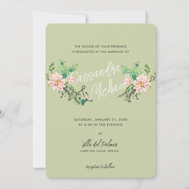 Desert Cactus Bloom | Pink Wedding Invitation (Front)