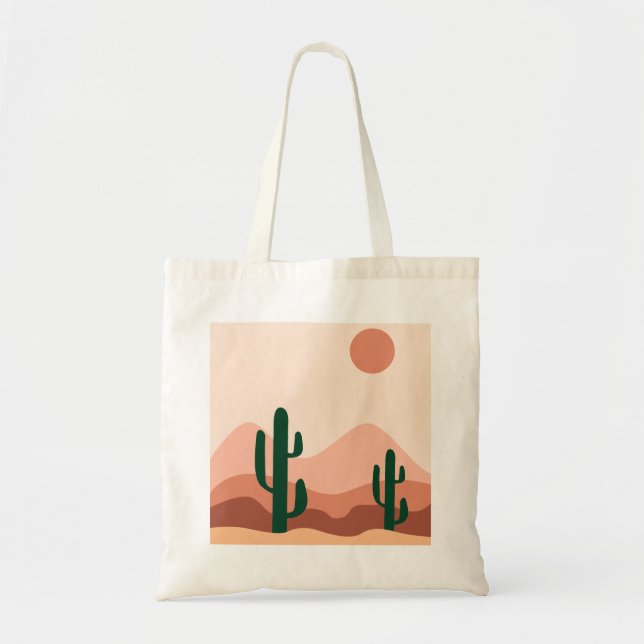 Desert cactus boho art  tote bag (Front)
