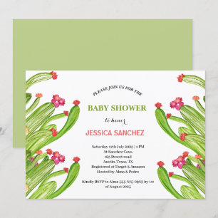 Desert Cactus Boho Bohemian Watercolor Baby shower Invitation