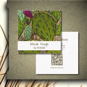Desert Cactus Botanical Succulent Interior Design Square Business Card