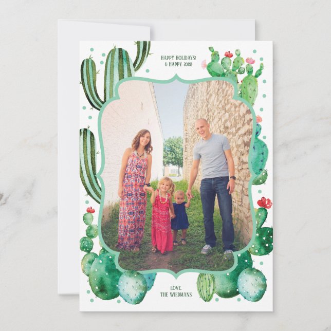 Desert Cactus Christmas Holiday Cards (Front)