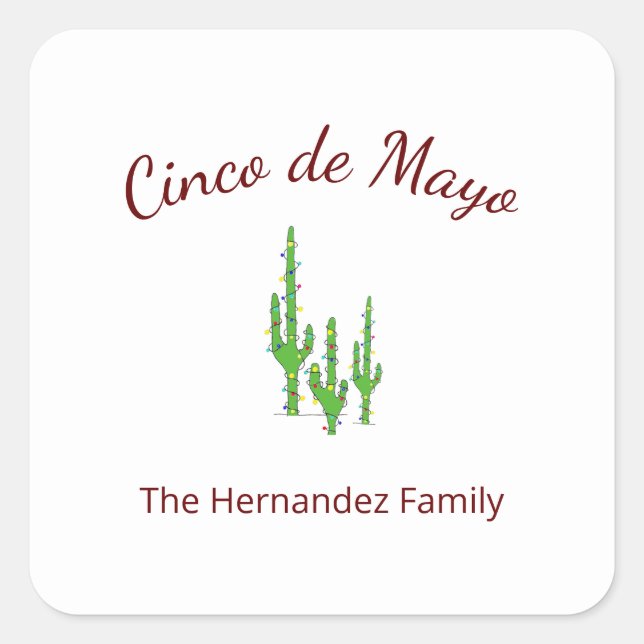 Desert Cactus Cinco de Mayo Fiesta Party   Square Sticker (Front)