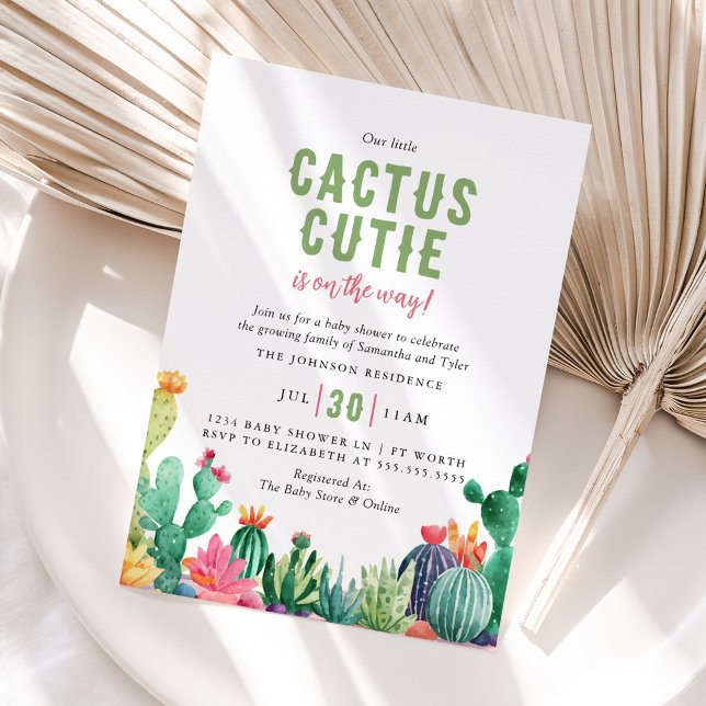 Desert Cactus Cutie Girl Baby Shower Invitation (Creator Uploaded)