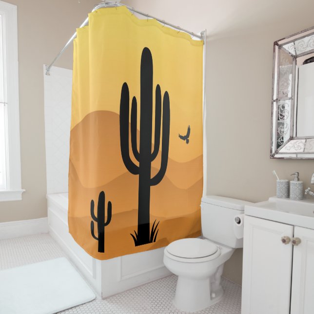 Desert Cactus Design Shower Curtain (In Situ)