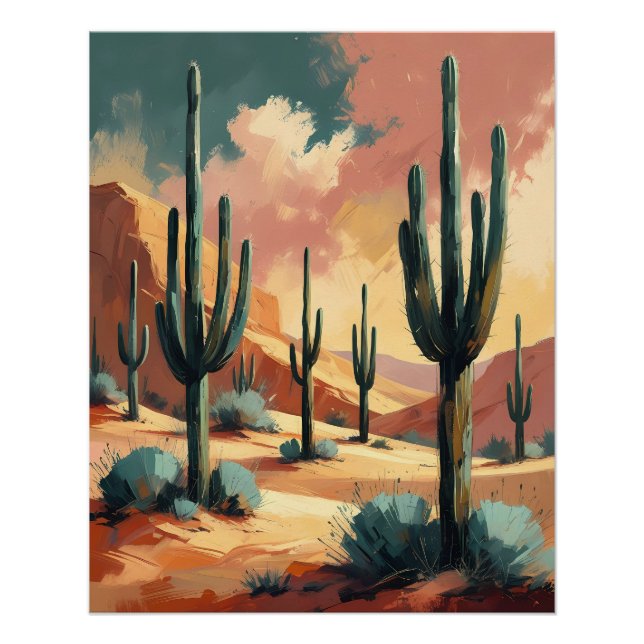 Desert Cactus Dream – Abstract Southwestern  Poster (Front)