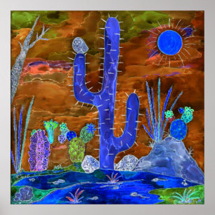 Desert Cactus Evening Poster 24"x24"
