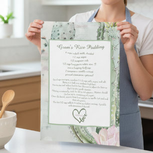 Desert Cactus Family Recipe Keepsake Custom  Tea Towel