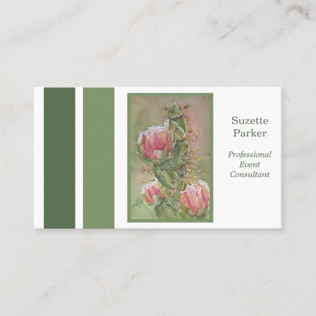 Desert Cactus Flower Event Planner Business Card (Front)