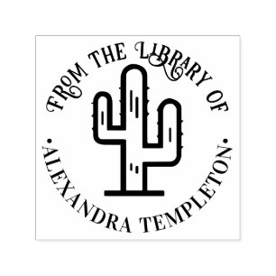 Desert Cactus “From the Library of” Book Name Self-inking Stamp