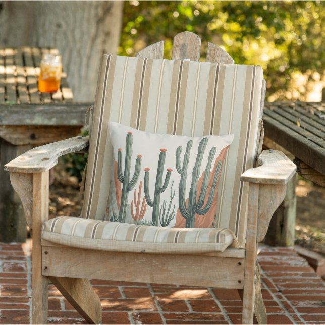 Desert Cactus Garden | Southwestern Throw Pillow (Chair)