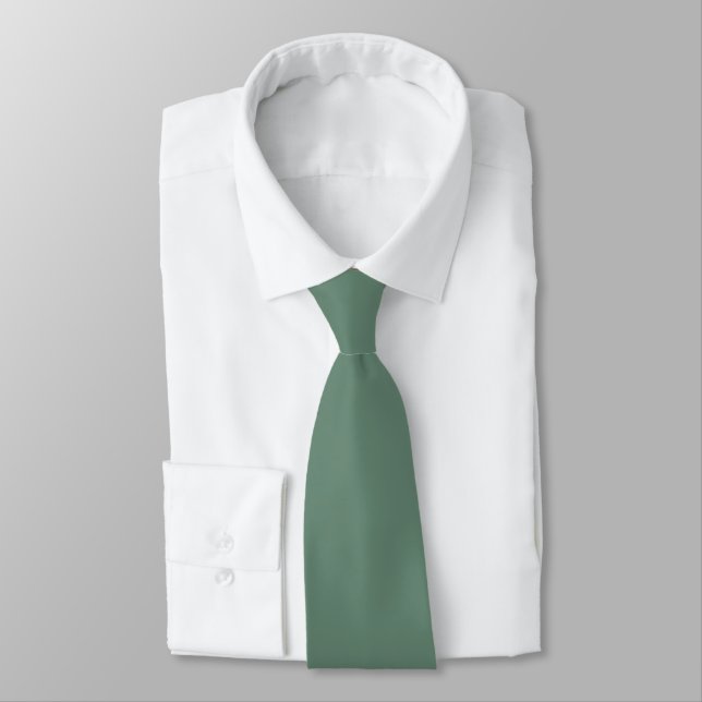 Desert Cactus Green Mid Century Solid Colour Tie (Tied)