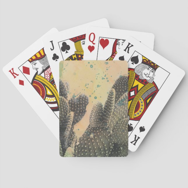 Desert Cactus | Green Splatter Playing Cards (Back)