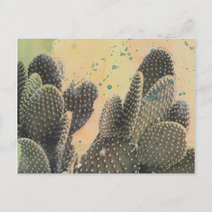 Desert Cactus   Green Splatter Postcard