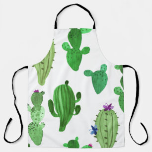 Desert Cactus: Green Watercolor Illustration Apron