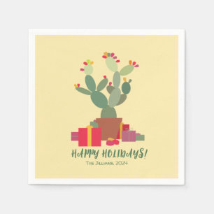 desert cactus holidays greetings napkin