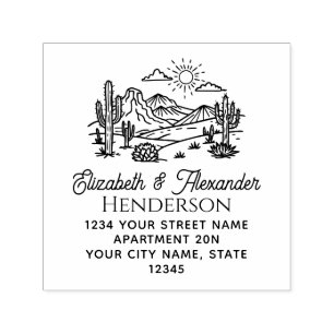 Desert Cactus Landscape #3 SQ Name Return Address Self-inking Stamp