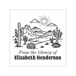 Desert Cactus Landscape #3S SQ Library Book Name Self-inking Stamp