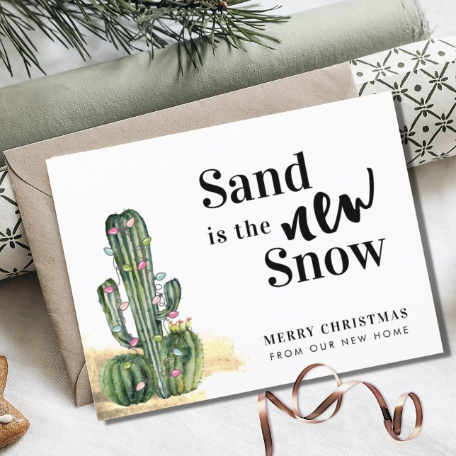 Desert Cactus Merry Christmas New Address  Announcement Postcard (Creator Uploaded)