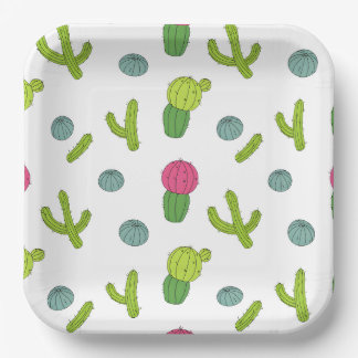 Desert Cactus Pattern Paper Plate