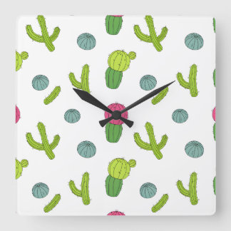 Desert Cactus Pattern Square Wall Clock