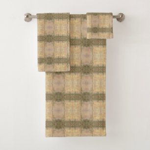 Desert Cactus Plants On Wood Grain Photo Image Bath Towel Set