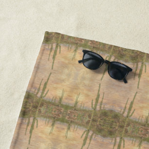 Desert Cactus Plants On Wood Grain Photo Image Beach Towel