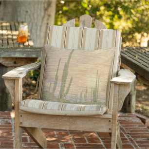 Desert Cactus Plants On Wood Grain Photo Image Cushion