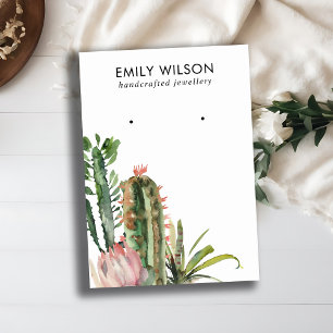 DESERT CACTUS PROTEA FOLIAGE STUD EARRING DISPLAY BUSINESS CARD