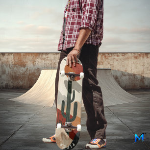 Desert Cactus Skateboard - Minimalist Boho Natural